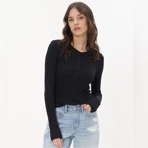 American Eagle Waffle Knit Thermal Long Sleeve Top